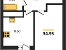 1-к. квартира, 35&nbsp;м²