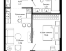 1-к. квартира, 43,5&nbsp;м²