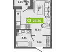 Студия, 26,3&nbsp;м²