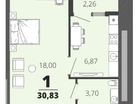 1-к. квартира, 31&nbsp;м²