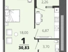 1-к. квартира, 31&nbsp;м²