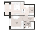 1-к. квартира, 39&nbsp;м²