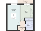 1-к. квартира, 35 м²