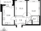 2-к. квартира, 51&nbsp;м²