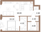 1-к. квартира, 40&nbsp;м²