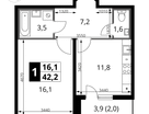 1-к. квартира, 42&nbsp;м²