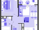 1-к. квартира, 42&nbsp;м²