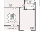 1-к. квартира, 35,8 м²