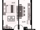 1-к. квартира, 40&nbsp;м²
