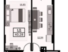 1-к. квартира, 40&nbsp;м²