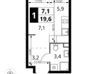 Студия, 19&nbsp;м²