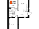 2-к. квартира, 57&nbsp;м²