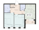 2-к. квартира, 61&nbsp;м²