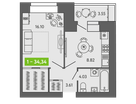 1-к. квартира, 34,3&nbsp;м²