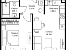 1-к. квартира, 43 м²