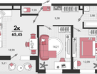 2-к. квартира, 64 м²