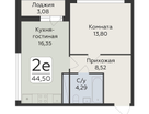 2-к. квартира, 44&nbsp;м²