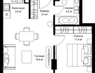 1-к. квартира, 42 м²