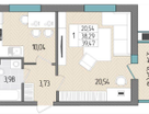 1-к. квартира, 39,5&nbsp;м²