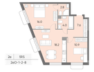2-к. квартира, 59&nbsp;м²