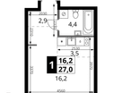 Студия, 27 м²