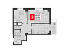 2-к. квартира, 61 м²