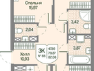 3-к. квартира, 82&nbsp;м²
