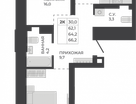2-к. квартира, 64,2 м²