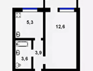 1-к. квартира, 21,5&nbsp;м²