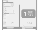 1-к. квартира, 38,5&nbsp;м²