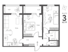 3-к. квартира, 62,2 м²