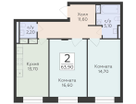 2-к. квартира, 63&nbsp;м²
