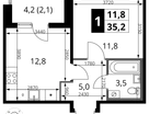 1-к. квартира, 35&nbsp;м²