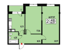 2-к. квартира, 63 м²