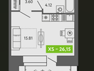 Студия, 26,1&nbsp;м²