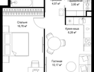 1-к. квартира, 46&nbsp;м²