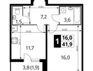 1-к. квартира, 41&nbsp;м²