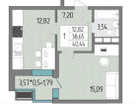1-к. квартира, 40,4&nbsp;м²