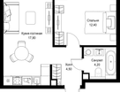 1-к. квартира, 39 м²