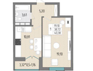 1-к. квартира, 40,4&nbsp;м²