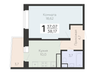 1-к. квартира, 38&nbsp;м²