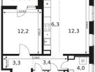 2-к. квартира, 45 м²