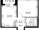 1-к. квартира, 34 м²