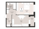 1-к. квартира, 44&nbsp;м²