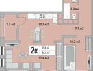 2-к. квартира, 54,4&nbsp;м²