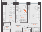 2-к. квартира, 54&nbsp;м²