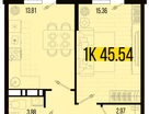 1-к. квартира, 45&nbsp;м²