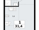 Студия, 31,4&nbsp;м²