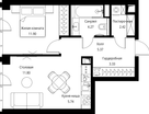 1-к. квартира, 44&nbsp;м²