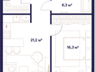 1-к. квартира, 51 м²